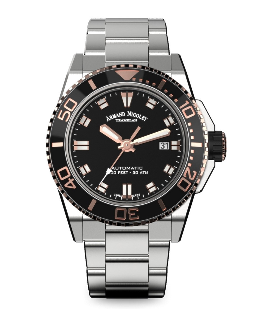 Automatic Diver silver-tone steel watch Sale - Armand Nicolet