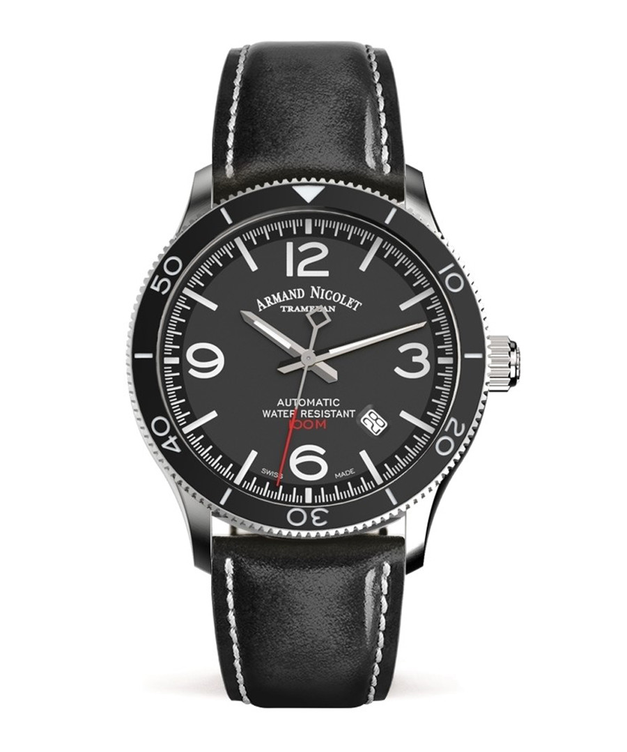 Black leather strap watch Sale - Armand Nicolet