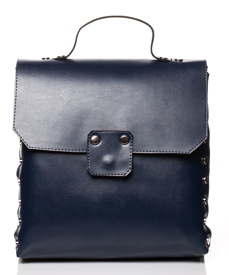 Blue studded box backpack Sale - stylove bags