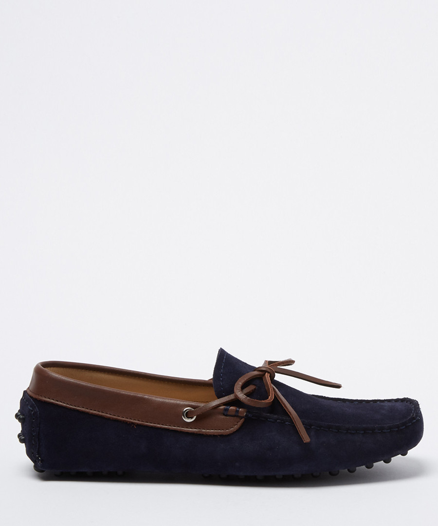 Moccasins navy & brown suede loafers Sale - moka saint