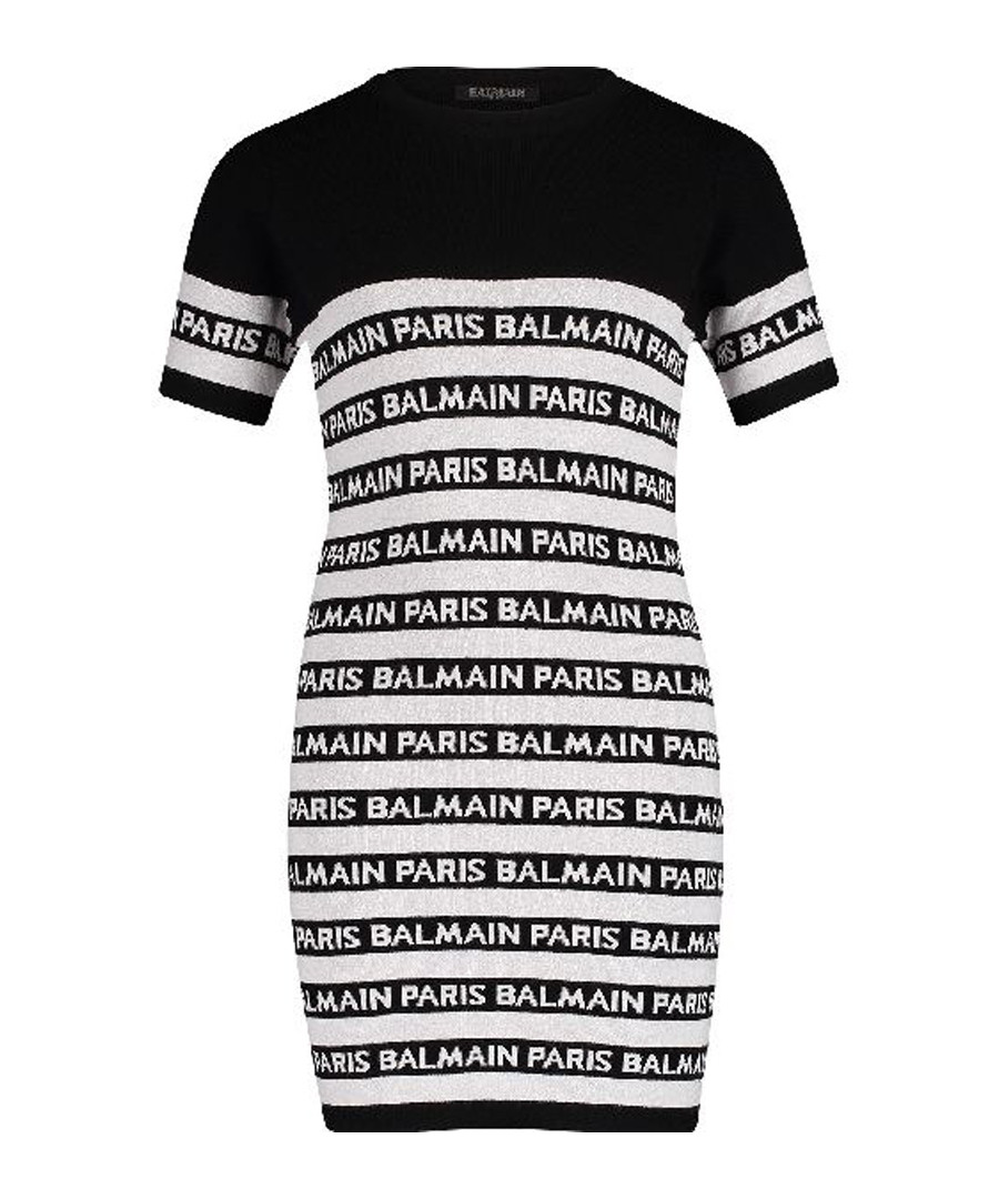 White & black logo stripe dress Sale - balmain kids