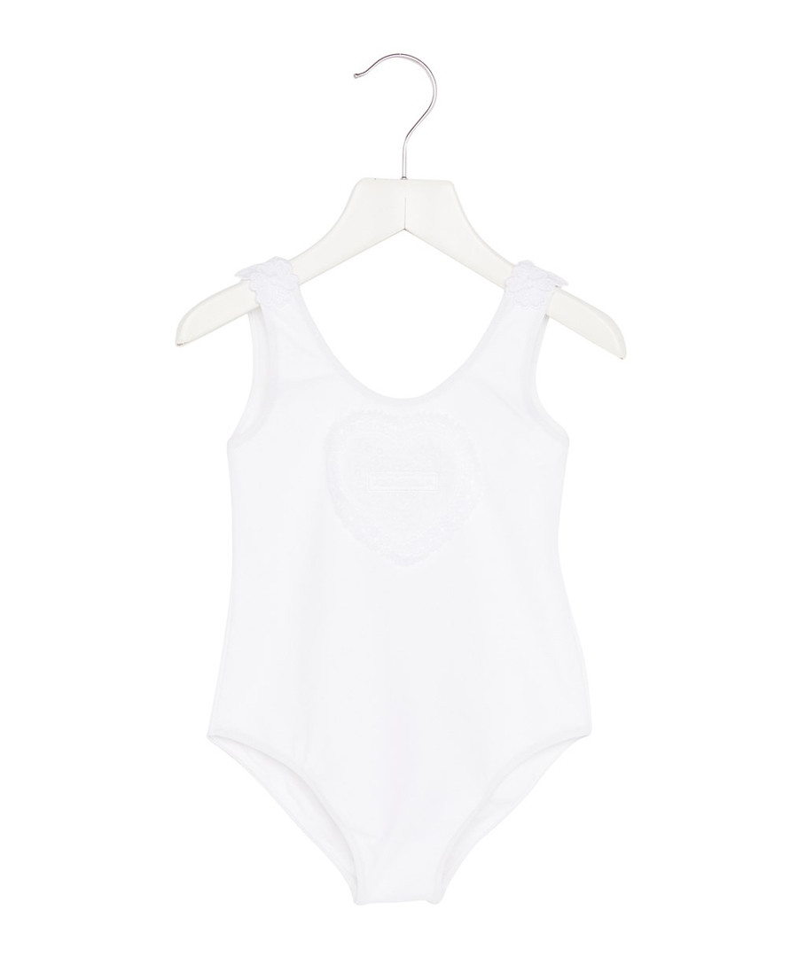 White broderie anglaise logo swimsuit Sale - dolce & gabbana