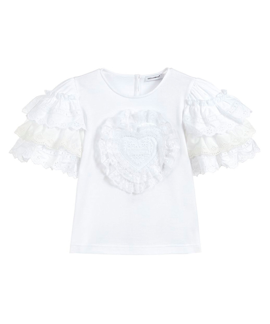 White pure cotton ruffle sleeve top Sale - dolce & gabbana
