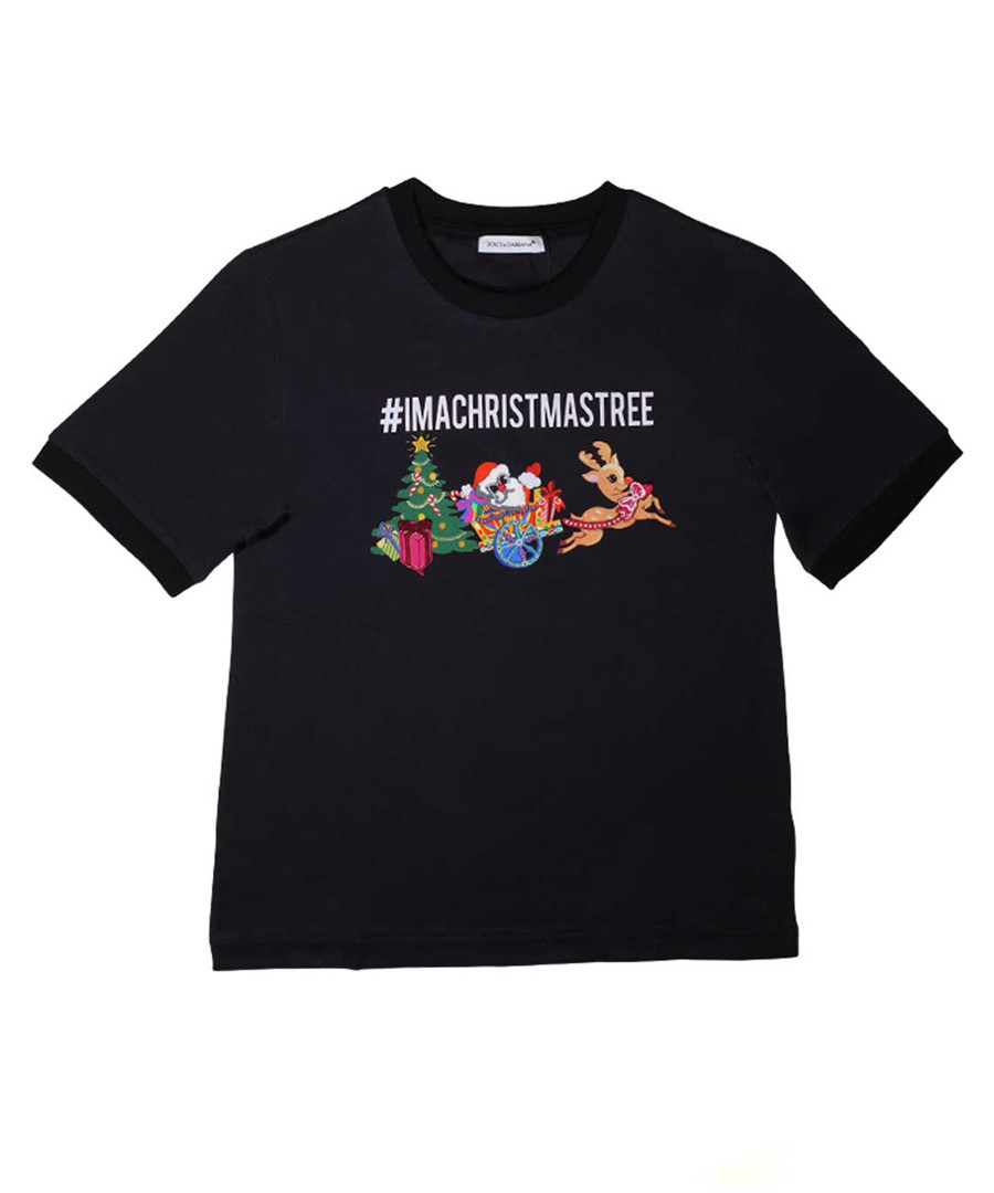Black pure cotton Christmas T-shirt Sale - dolce & gabbana