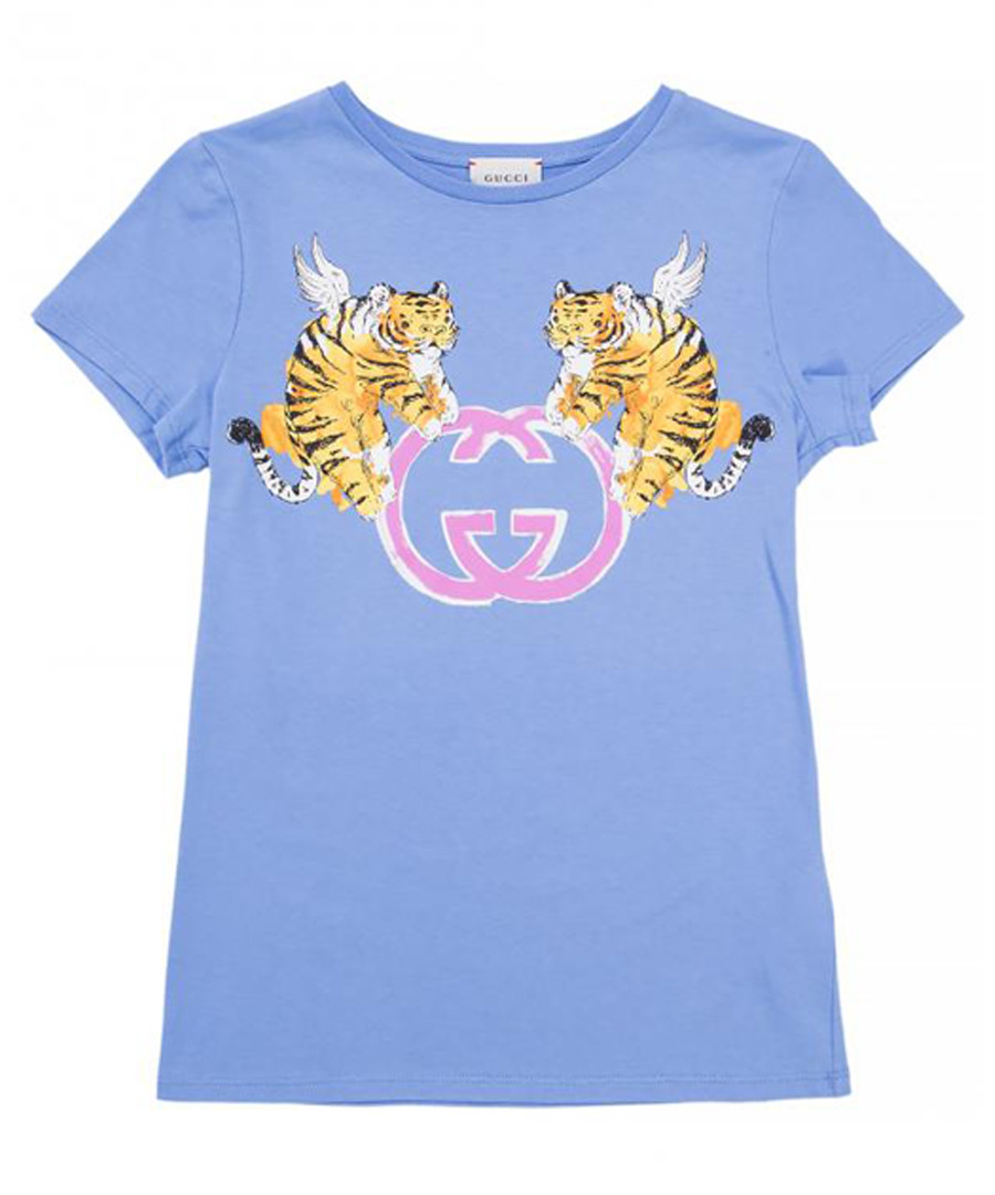 Light blue pure cotton logo T-shirt Sale - gucci
