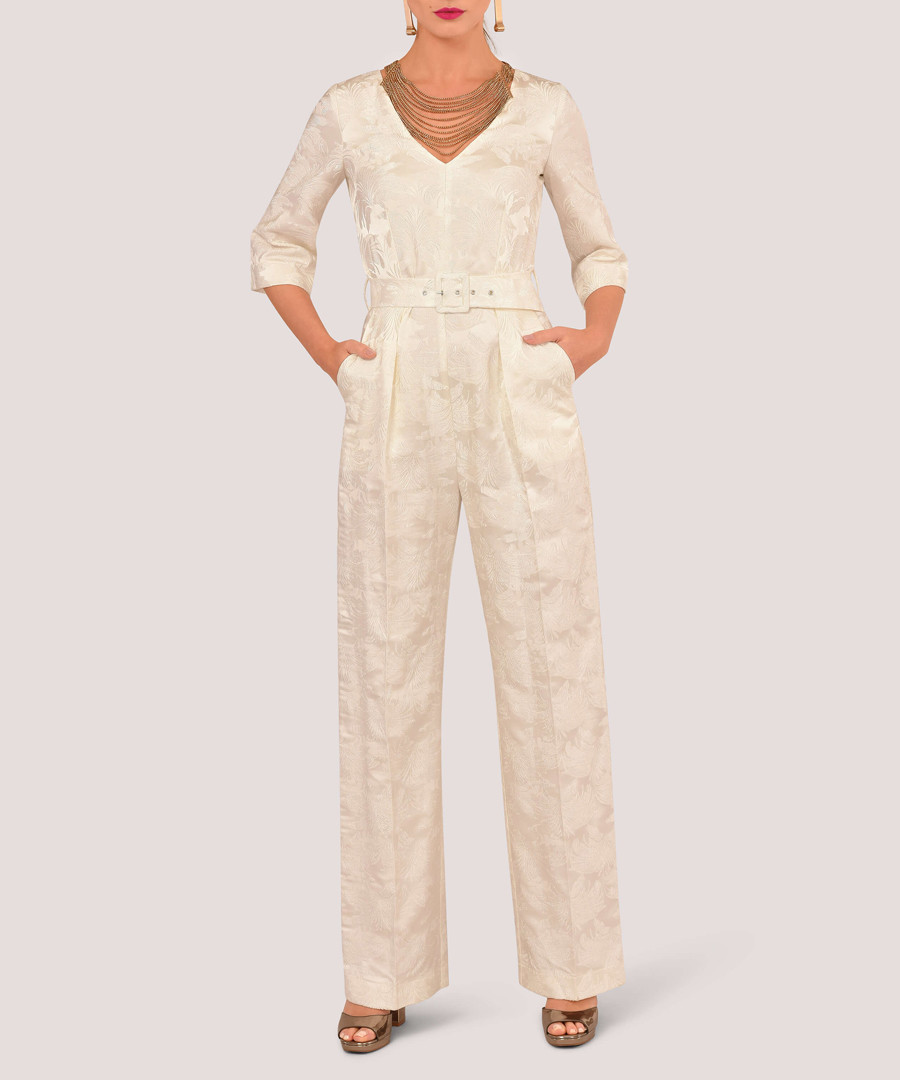 Ivory V-neck jumpsuit Sale - closet london