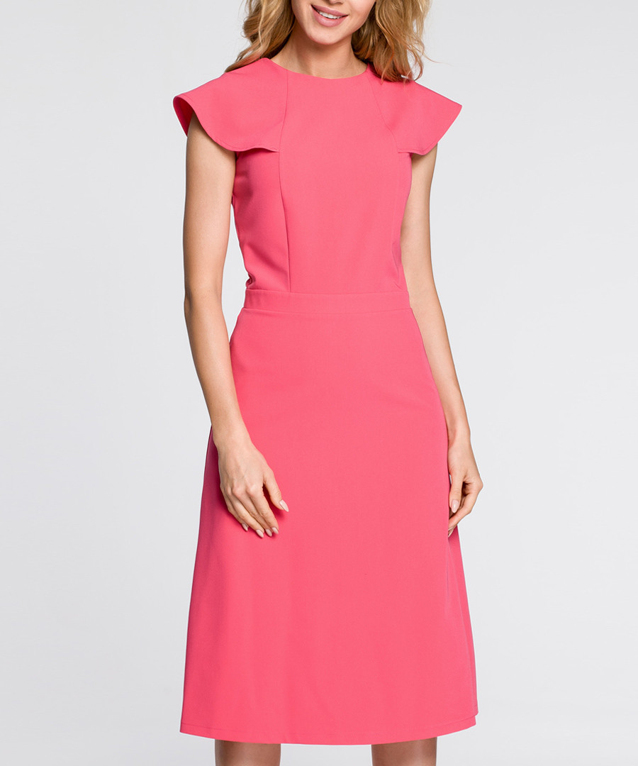 Pink winged cap sleeve midi dress Sale - made of emotion