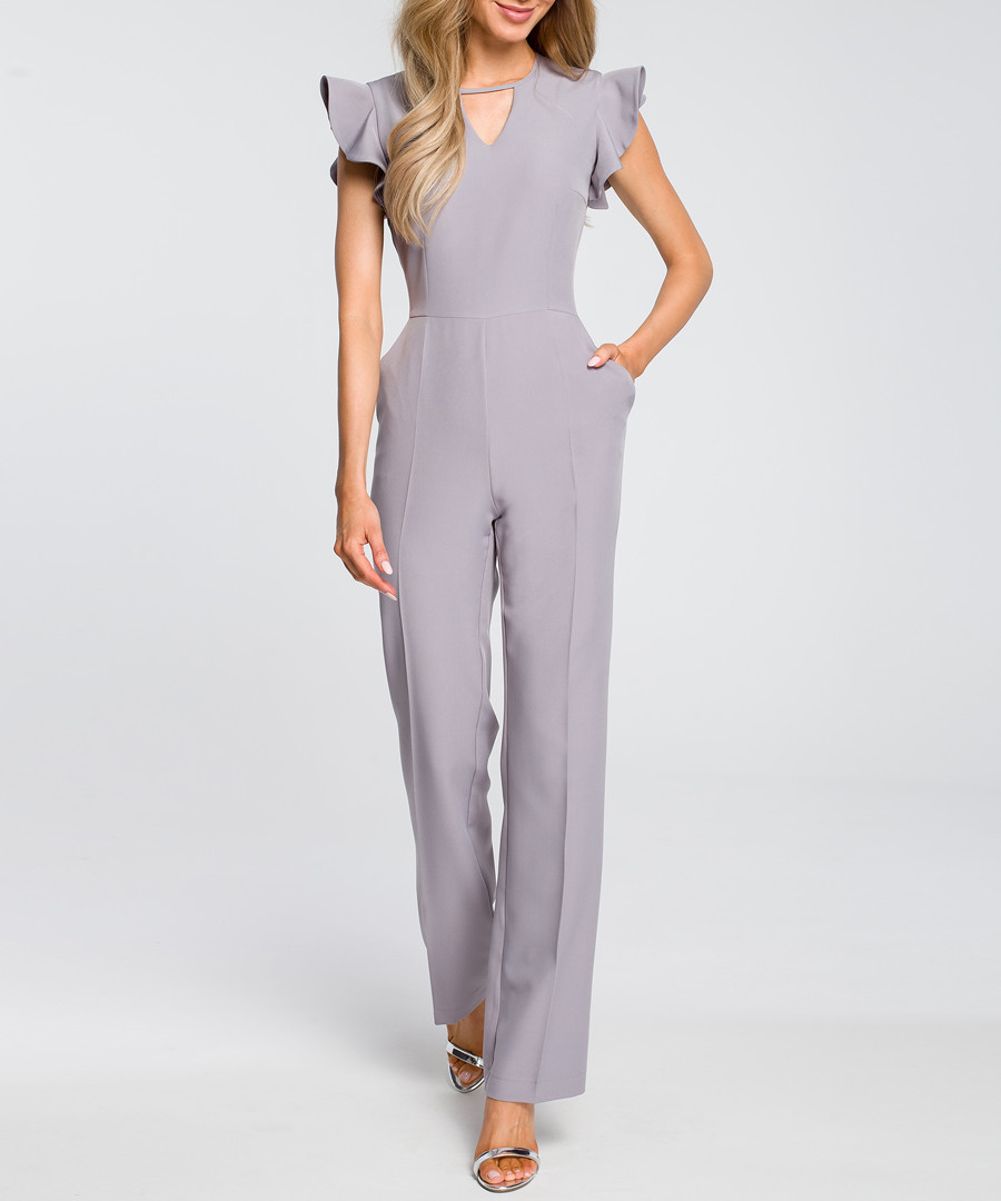 Grey ruffle cap sleeve jumpsuit Sale - made of emotion