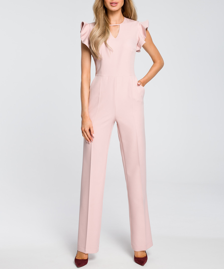 Powder ruffle cap sleeve jumpsuit Sale - made of emotion