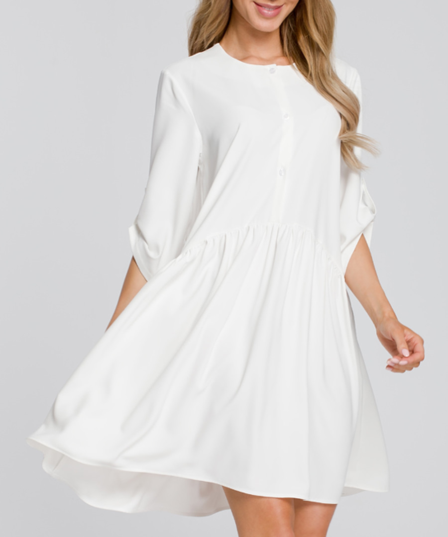 Ecru button-up shift dress Sale - made of emotion