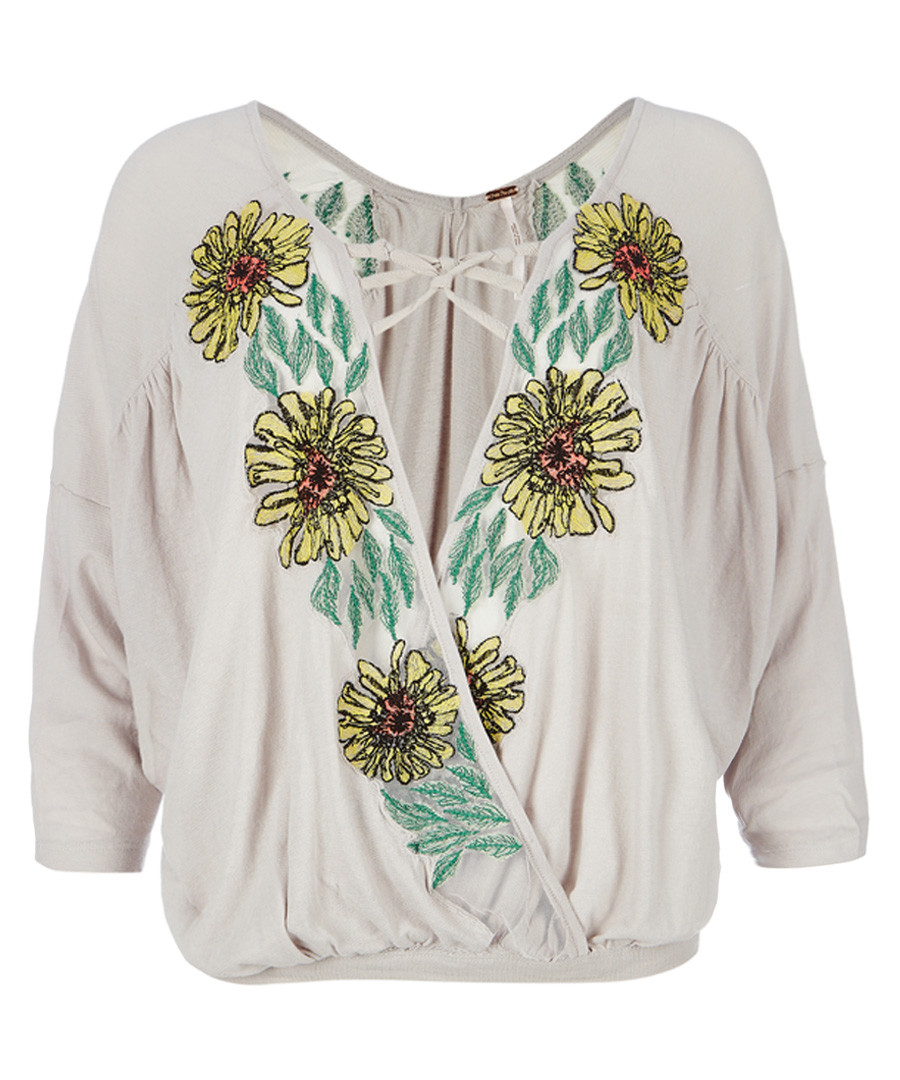 Gotta Love It neutral printed top Sale - free people