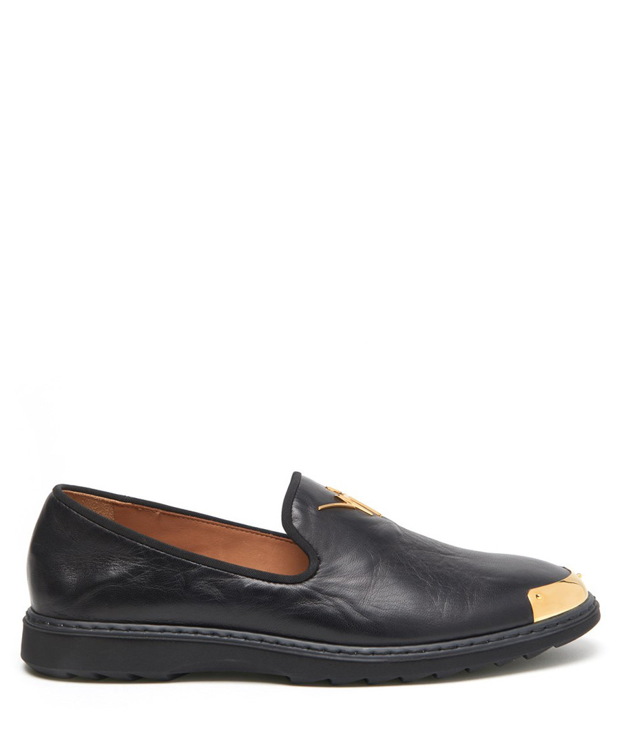 Rombo black leather toe-cap loafers Sale - giuseppe zanotti