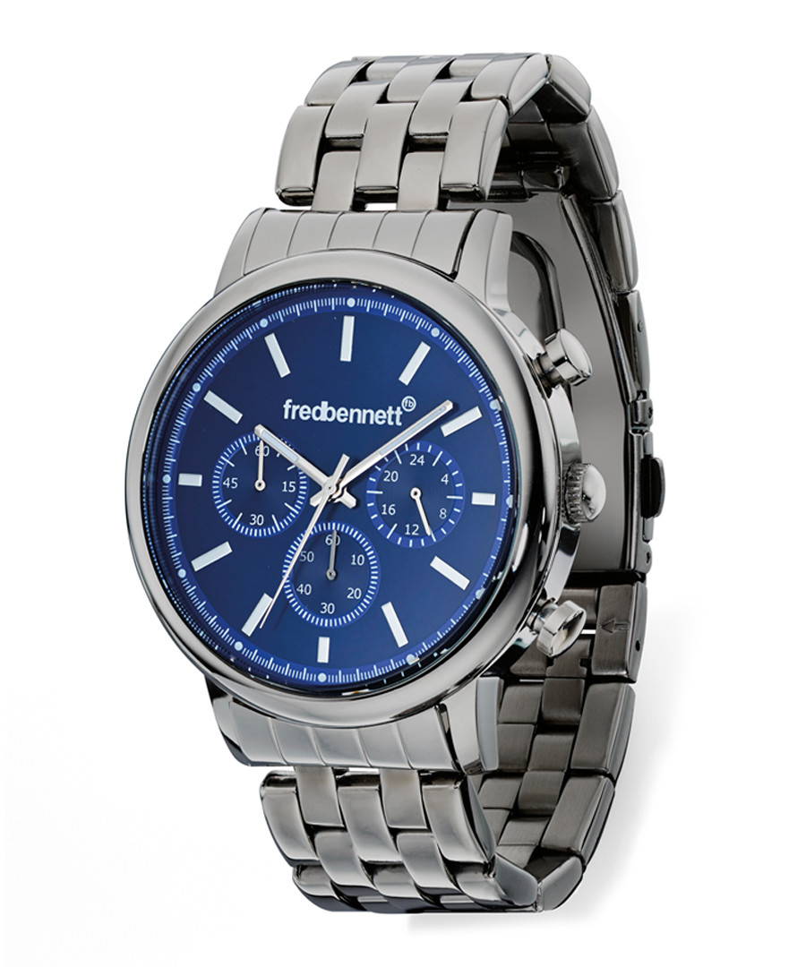 Gunmetal & blue steel watch Sale - fred bennett