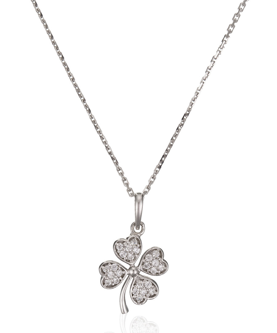 Trèfle white gold & zirconium pendant Sale - or eclat