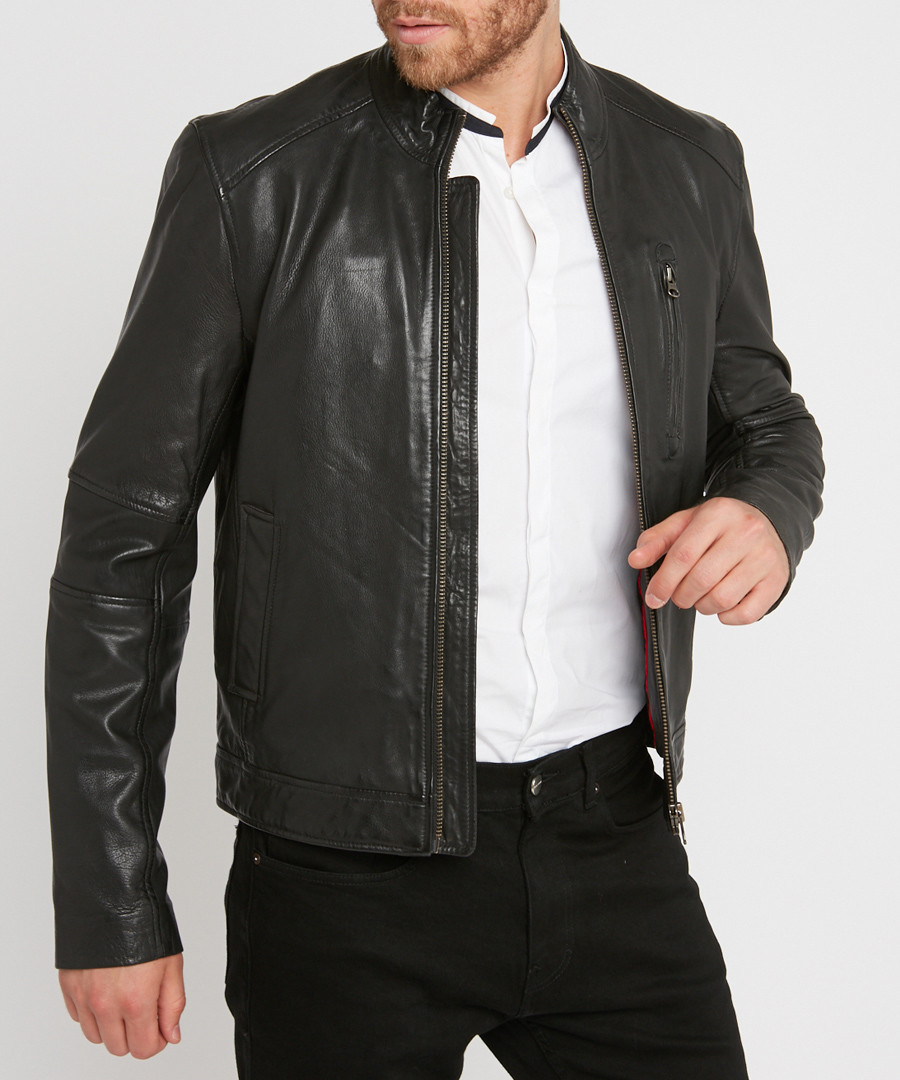 Oliver black leather jacket Sale - giorgio & mario
