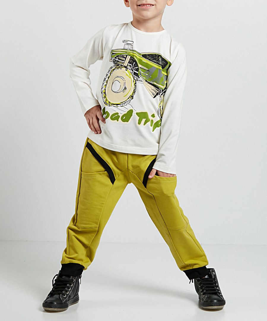 2pc Road Trip white & green outfit set Sale - Mushi