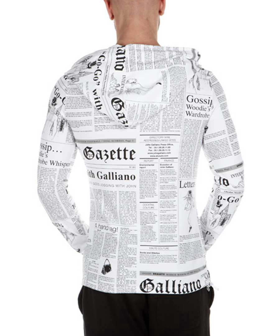 Discount White newspaper print hoodie SECRETSALES