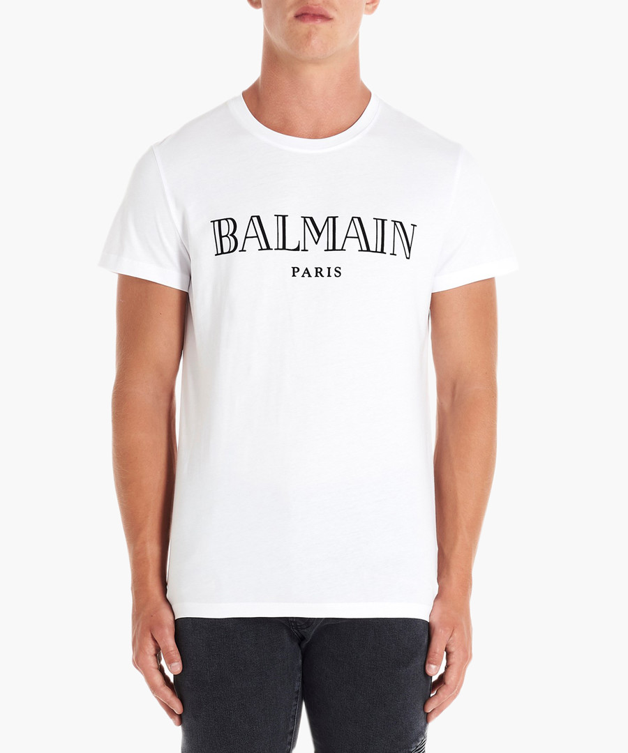 White pure cotton logo T-shirt Sale - balmain